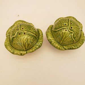Vintage Cabbage Lettuce Ceramic Salt and Pepper Shakers
